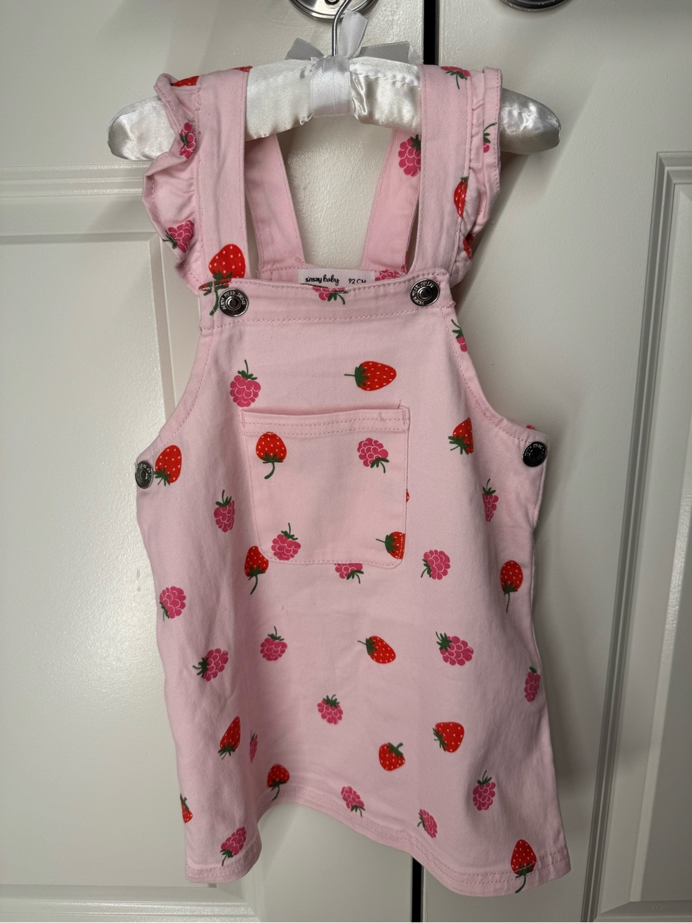 Pink Strawberry Print Pinafore Dress for Kids